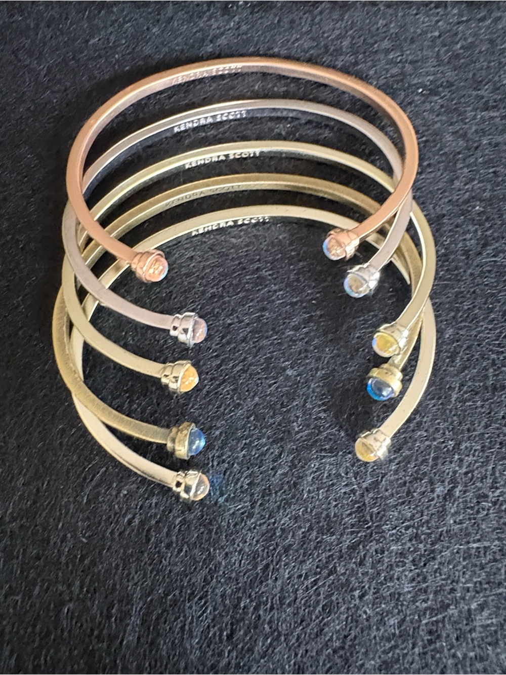 Kendra Scott Mixed Metal Kriss Stacked Cuff Bracelets with Multi Color Stones ,
